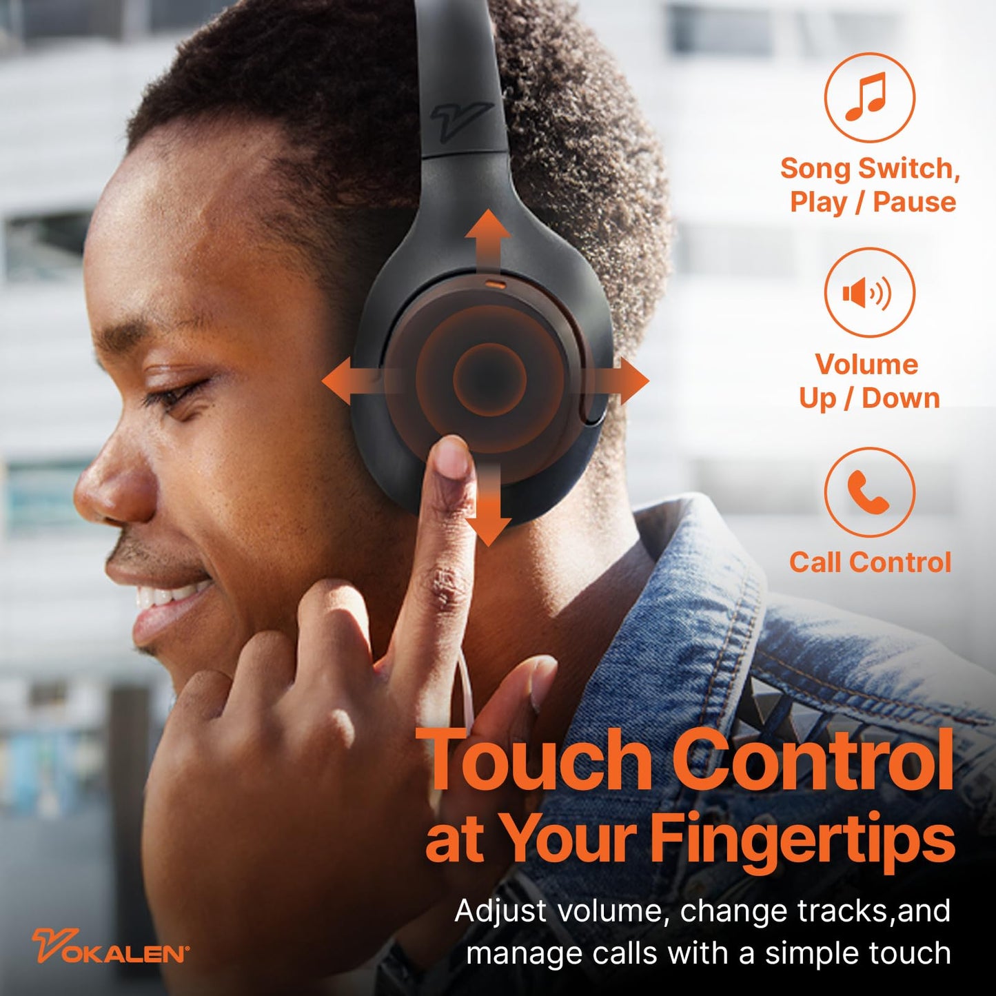 VOKALEN Hyper Pro Adaptive Active Noise Cancelling Headphones, Wireless Bluetooth Over Ear Headphones with mic, 60H Playtime, Comfort Fit Mesh Ear…