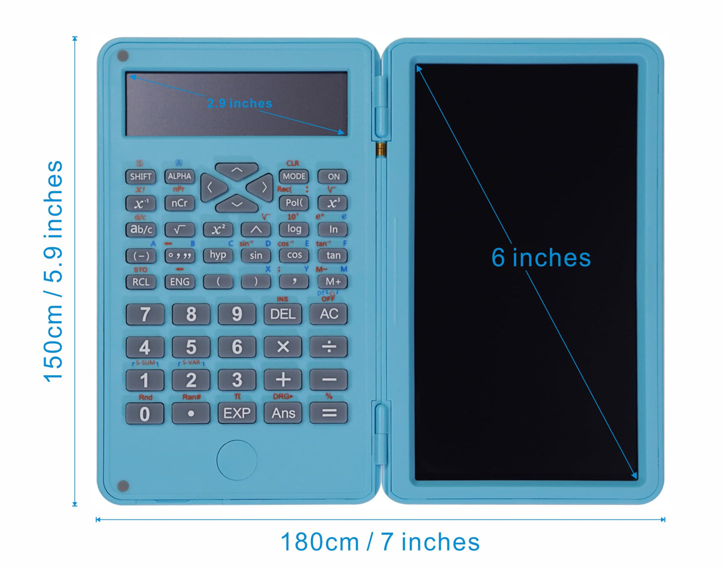 Scientific Calculator with Erasable LCD Writing Tablet, 2-Line Digits Display Handheld Pocket Size Portable Calculadoras for School Office Home Work
