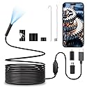 POLEDY Endoscope Camera with Light, 1920P HD Borescope, 8 Adjustable LED Light, IP67 Waterproof 16.4ft Snake Camera, Semi-Rigid Cable Inspection