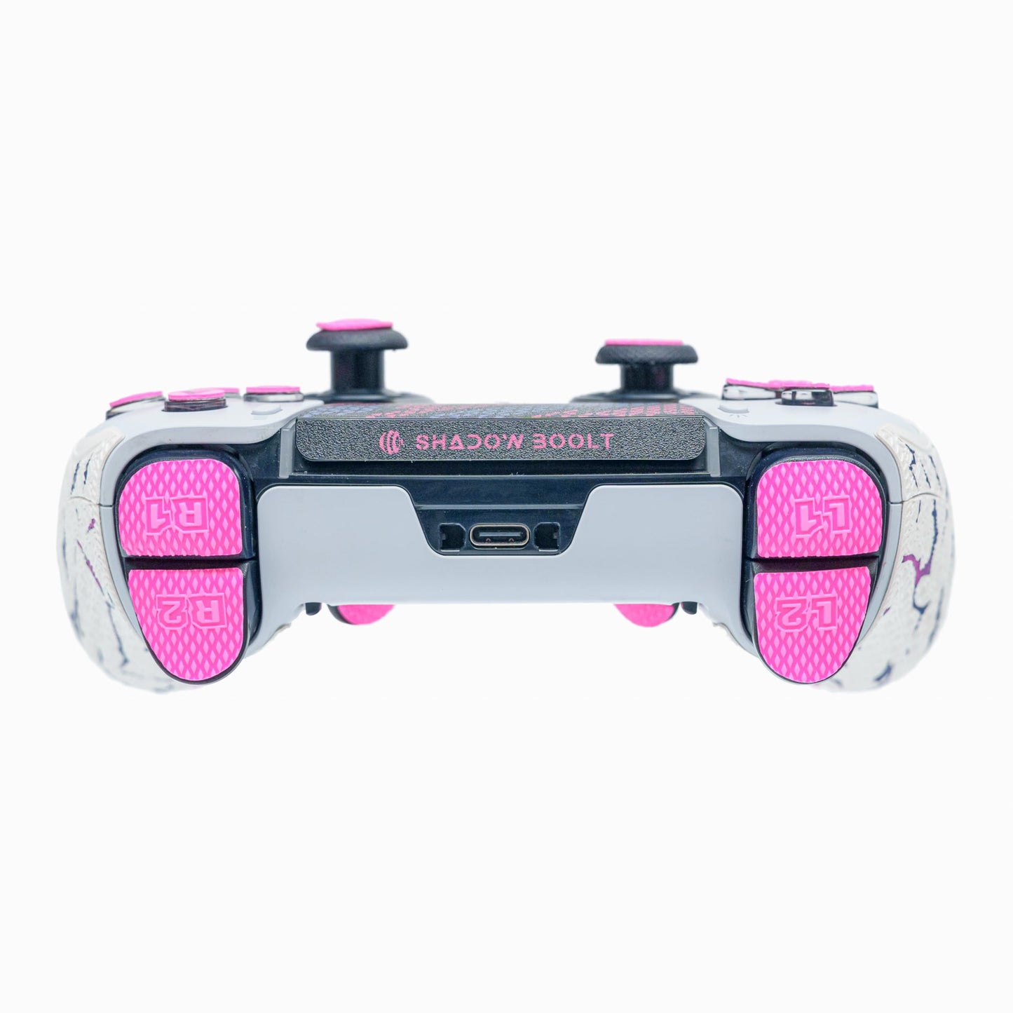 Controller Grips for PS5 DualSense Edge,Skin kit,Anti-Skid, Multi-Texture,Sweat Absorption,Pre-Cut Grips Tape,by SHADOW BOOLT (Pink & White,