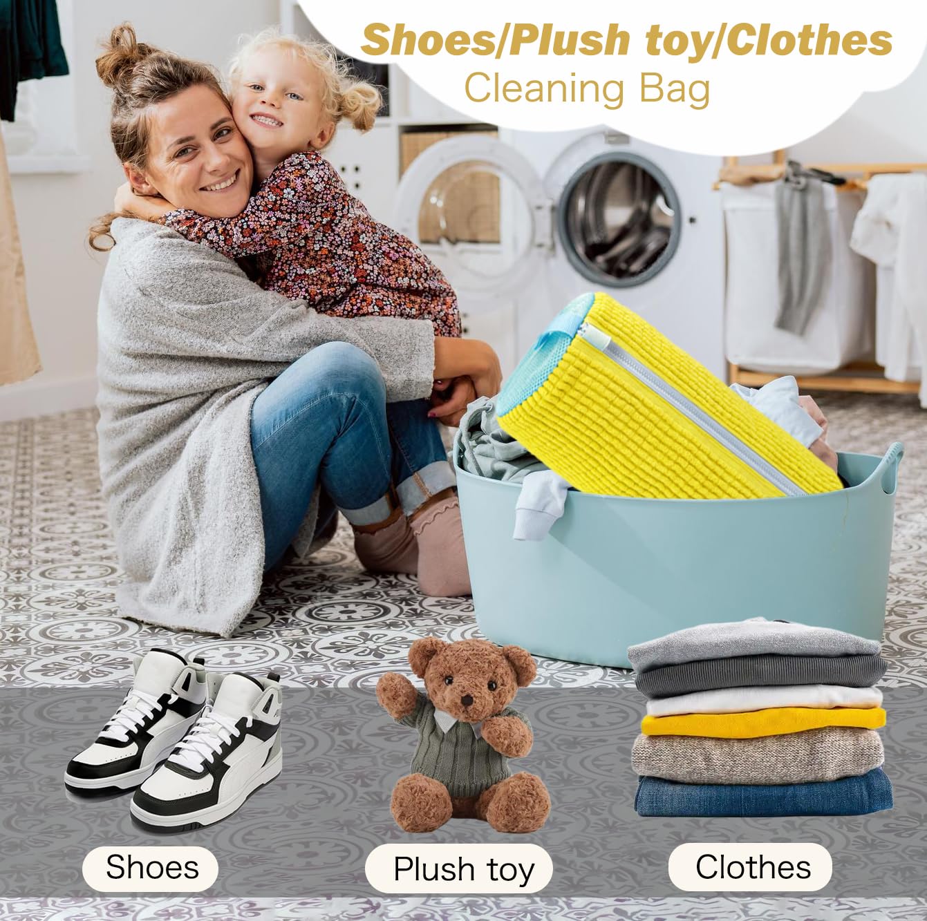 Shoe Washing Machine Bag – Reusable Laundry Bag for Sneakers & Tennis Shoes, Microfiber Lining, Self-Locking Zipper + Storage Bag