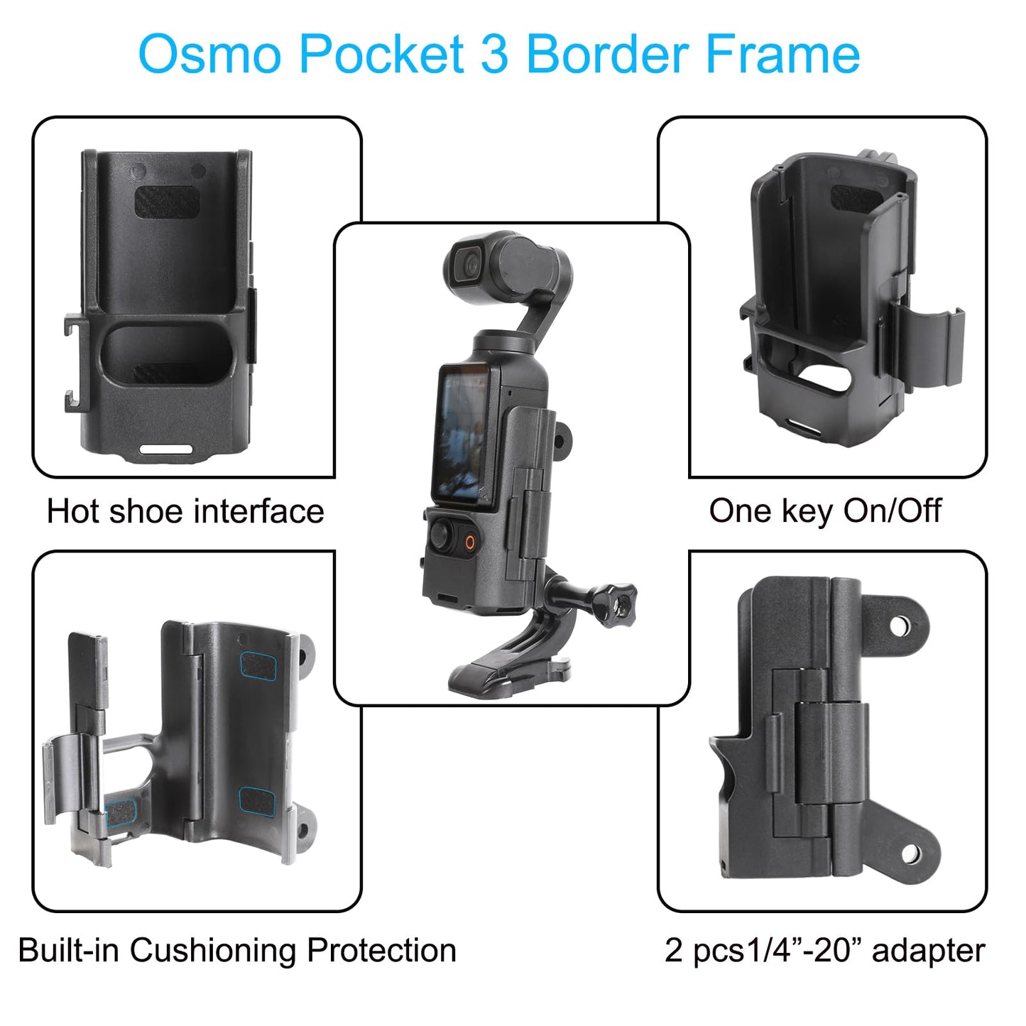 PellKing Monopod for Osmo Pocket 3,61"/155cm Selfie Stick+Aluminium Alloy Tripod+Protective Cage Extension Adapter Frame