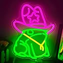 Cowboy Frog Neon Sign for Wall Decor Dimmable Frog Cowboy Hat Neon Led Sign for Man Cave Cute Led Signs Neon Light Signs for Bedroom Pub Store Light