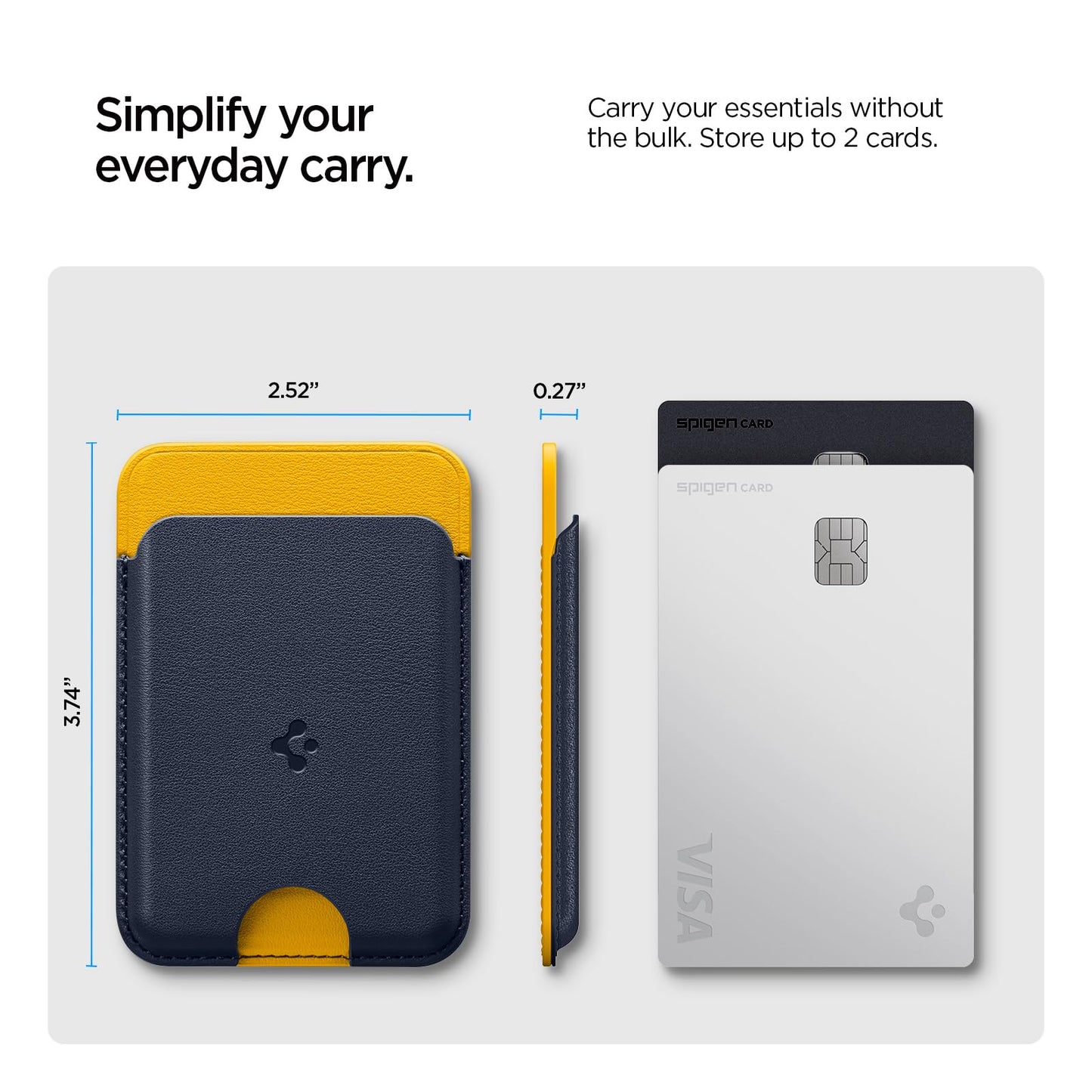 Caseology Spigen for MagSafe Wallet, Holds 2 Cards, MagFit Compatible with iPhone 17/16/15/14/13/12 Models, Pixel 10 Series, MagSafe-Cases, Pixelsnap