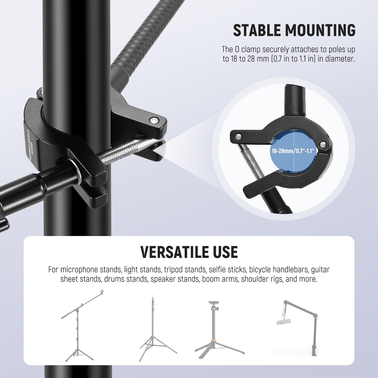NEEWER BASICS Mic Stand Phone Holder with Flexible Arm, 360° Ball Head Boom Arm Microphone Floor Music Stand Cell Phone Mount Compatible with iPhone