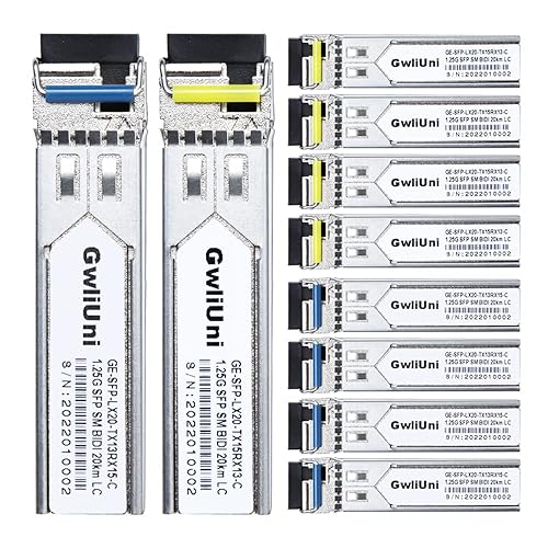 5 Pairs 1.25G BIDI SFP Single Mode Fiber Module Network Transceiver, LX SM 1310nm 1550nm 20km, Simplex LC Interface for Switch, Router, Firewall