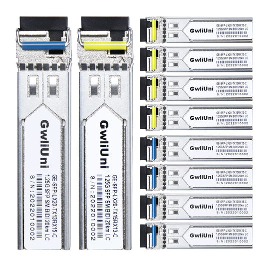5 Pairs 1.25G BIDI SFP Single Mode Fiber Module Network Transceiver, LX SM 1310nm 1550nm 20km, Simplex LC Interface for Switch, Router, Firewall