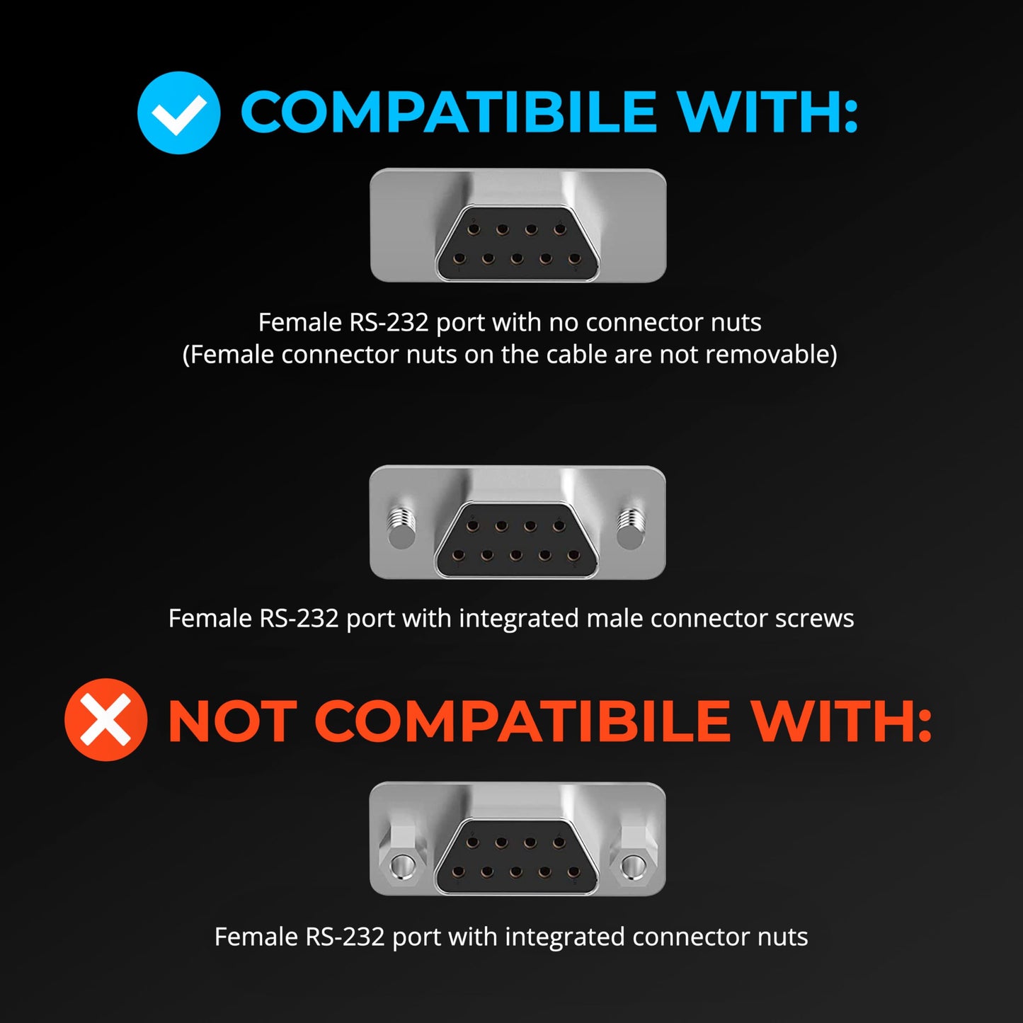SABRENT USB-C to DB9 Serial RS-232 Adapter Cable 3FT, Prolific PL2303GS Chipset, USB 2.0, 1bps-12Mbps Baud Rate, for POS Terminals, Modems, GPS