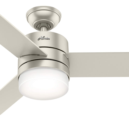 Hunter Fan 54 inch Matte Nickel Ceiling Fan with LED Lights and Remote Control, 3 Blade (Renewed)