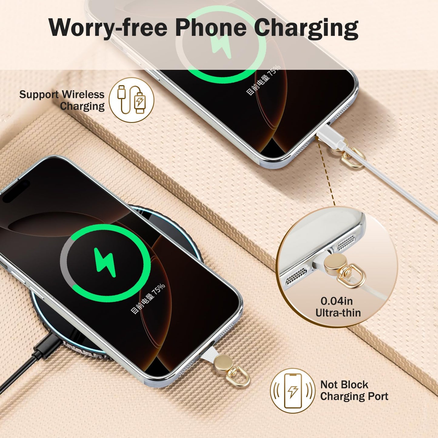 TiMOVO Phone Tether Tab Rotatable 360°, 4 Pack Cell Phone Lanyard Patch for Phone Strap, Anti-Theft Phone Tether Tab for iPhone 16, 15 & Most