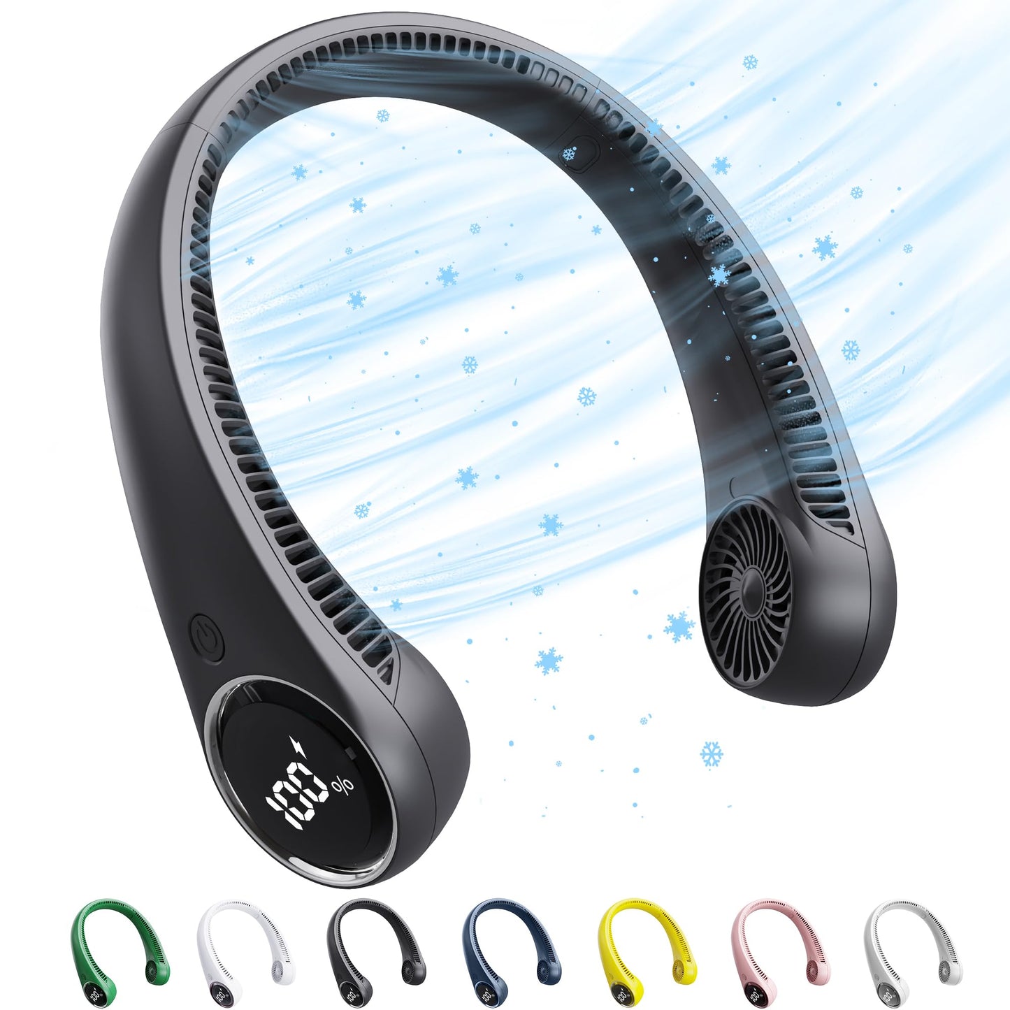 SAMISKO Personal Cooling Portable Neck Fans - USB Rechargeable,360 Free Rotation & Lower Noise Bladeless Battery Operated Design with 3 Speeds