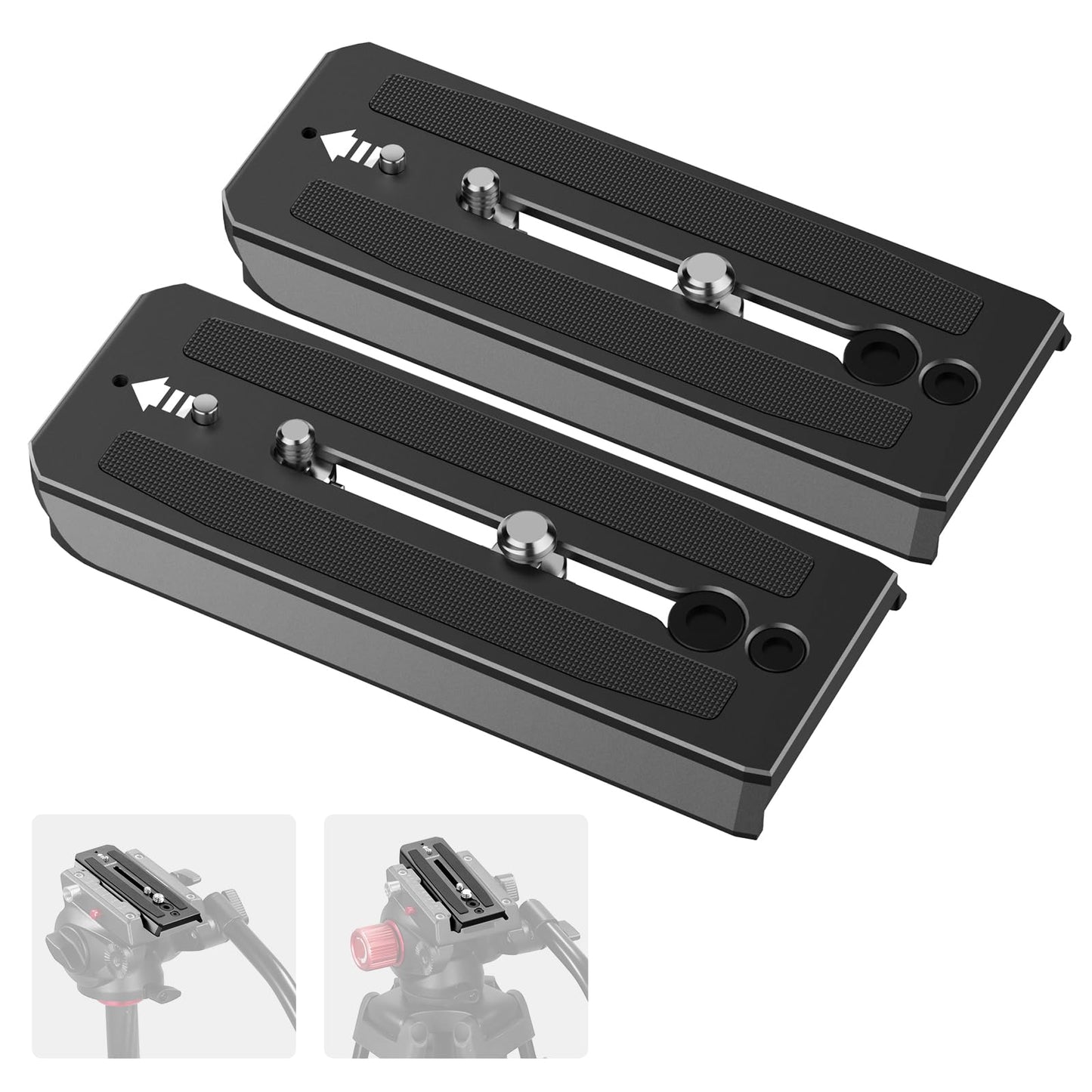 Neewer 2 Pack 501PL Tripod Fluid Head Quick Release Plate, Camera Mounting Plate with 1/4" 3/8" Screws, Anti Off Pin for GM001 GM002 GM006 Fluid