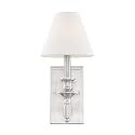 Savoy House 9-0700-1-SN Washburn Traditional Bohemian White Linen Wall Sconce, 1-Light 60 Watt, 15" H x 7" W, Satin Nickel