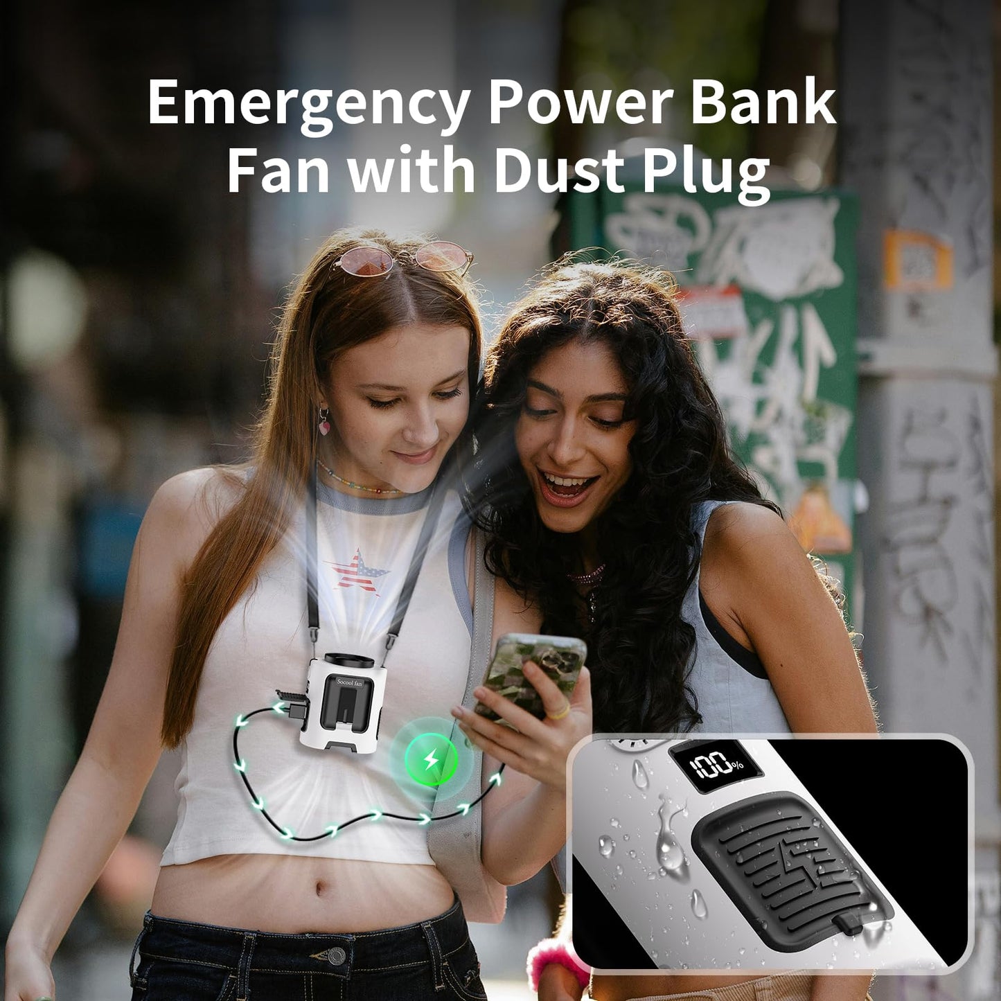Socool Portable Waist Fan 5000mAh Rechargeable Mini Clip On Personal Fans with 13000RPM & 4 Adjustable Speeds, 25H Cooling Wearable Shirt Belt Hanging