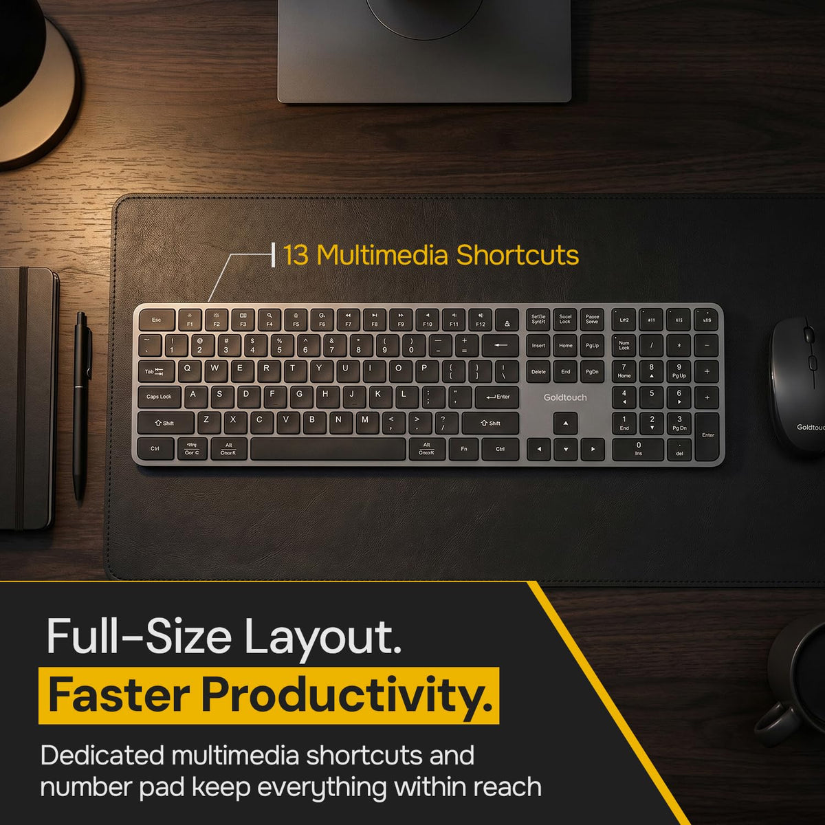 Goldtouch Trident Standard Keyboard, Multi-Device Connectivity, 1 Count.