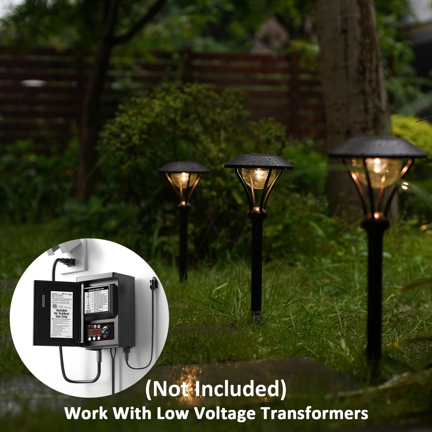 LL LIGHTING LIVING 12V Low Voltage Landscape Path Lights 2PK 1W 60LM LED Pathway Lights 3000K Warm White Durable Aluminum Housing with Stake