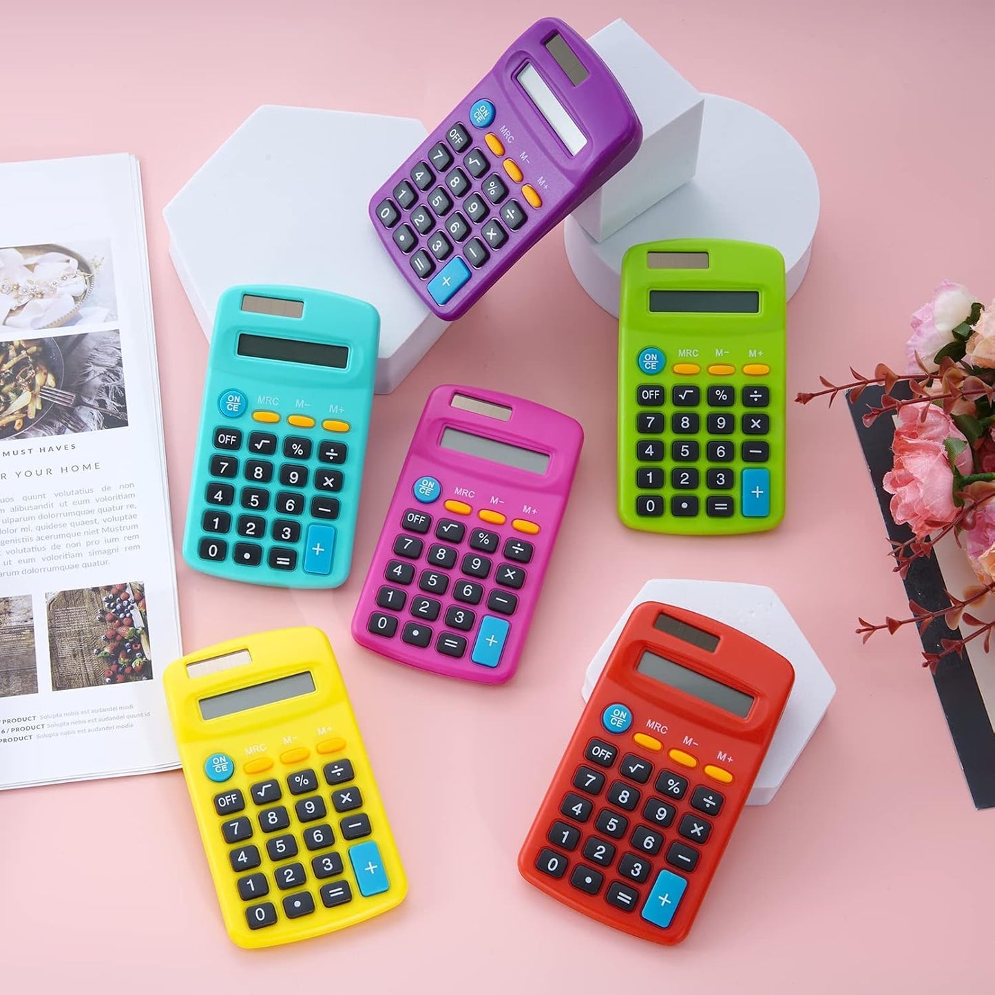 Dyrfolm 20 Pack Pocket Calculator,Mini Calculators,Pocket Size Basic Calculators,Solar Battery Dual Power Desktop Calculators,8 Digit Display Basic