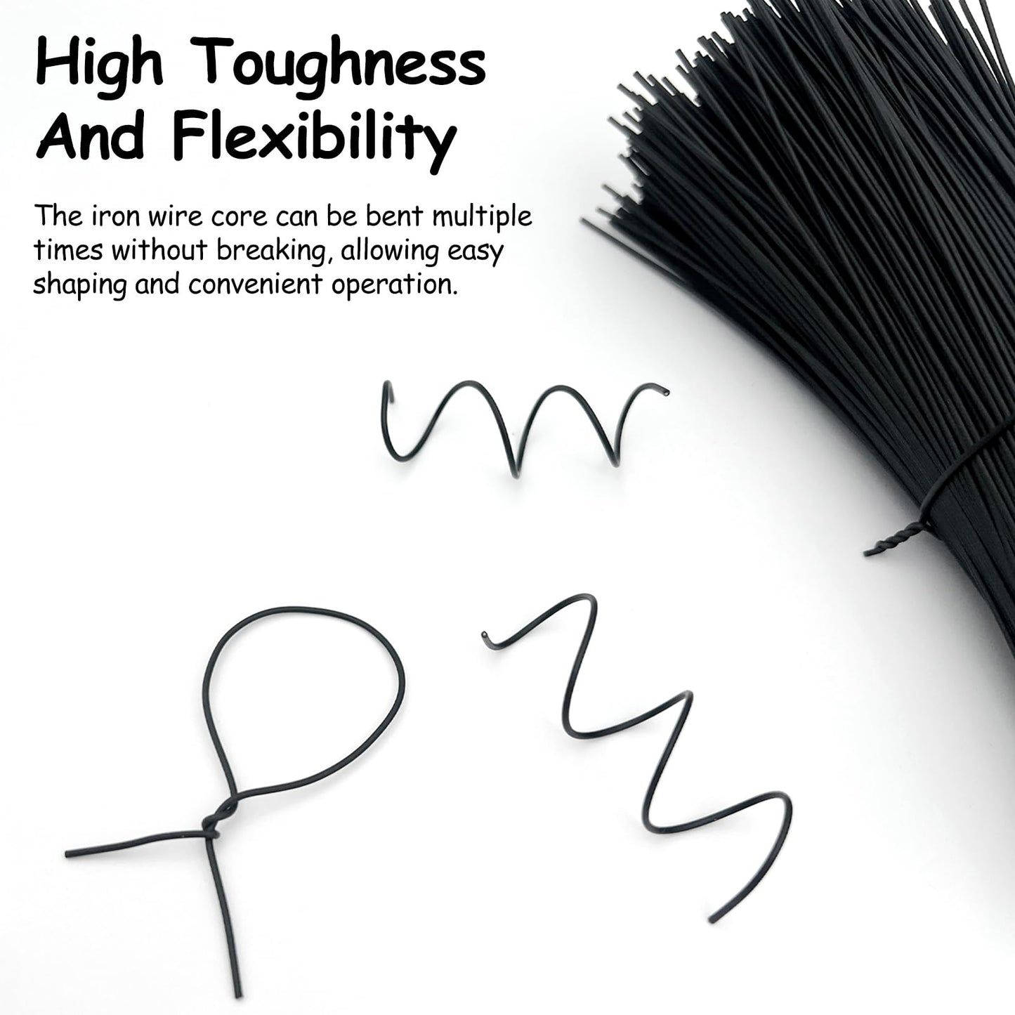 500-Pack Metallic Black Twist Ties - 6-Inch Reusable Cable, Wire & Bag Fasteners with Durable Metal Core