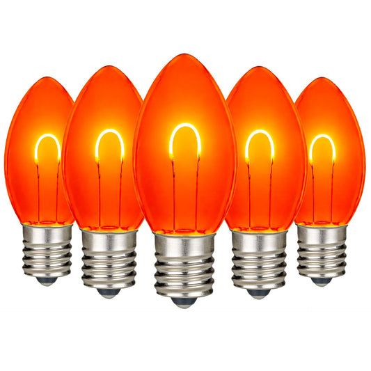 Novelty Lights 25 Pack C9 LED Flex Filament Bulbs, Warm Amber, E17 Base