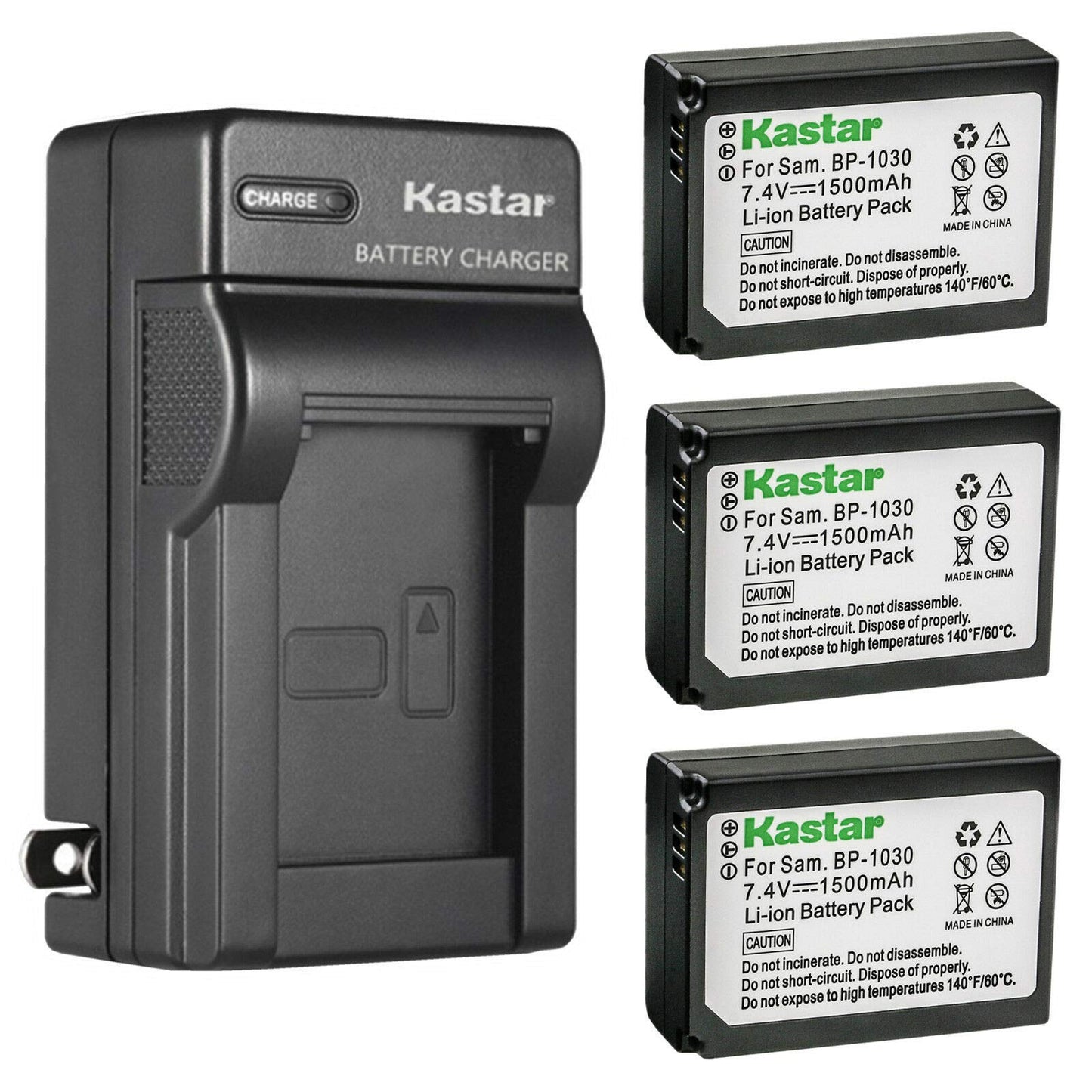 Kastar 3-Pack Battery and AC Wall Charger Replacement for Samsung BP-1030, BP-1130, ED-BP1030 Battery, Samsung NX200, NX210, NX300, NX300M, NX310