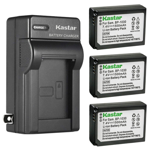 Kastar 3-Pack Battery and AC Wall Charger Replacement for Samsung BP-1030, BP-1130, ED-BP1030 Battery, Samsung NX200, NX210, NX300, NX300M, NX310