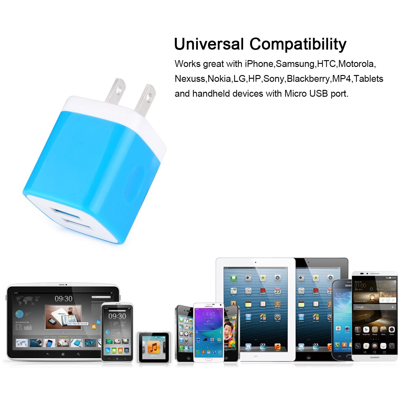 Wall Charger, Sicodo 3-Pack Dual Port USB Home Travel Wall Charger Plug Compatible with iPhone 17,16,15,14,13, SE,12, 11Pro Max, Plus, Mini, Samsung