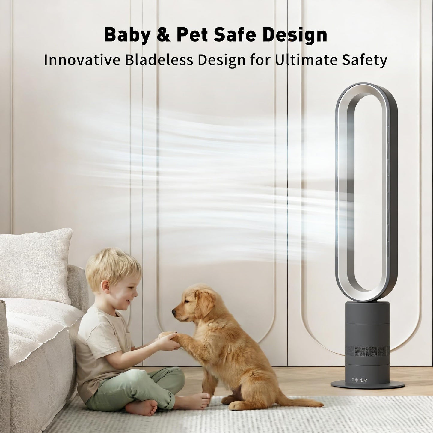 Xcity H601 Bladeless Tower Fan, 10 Cooling Speeds, Remote Control, Ultra-Quiet Brushless DC Motor for Bedroom, Living Room, Office & Commercial Use