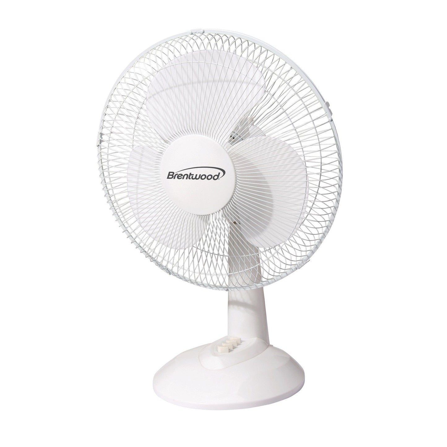 Brentwood Kool Zone F-12DW Oscillating Desk Fan,3-Speed 12-inch,White