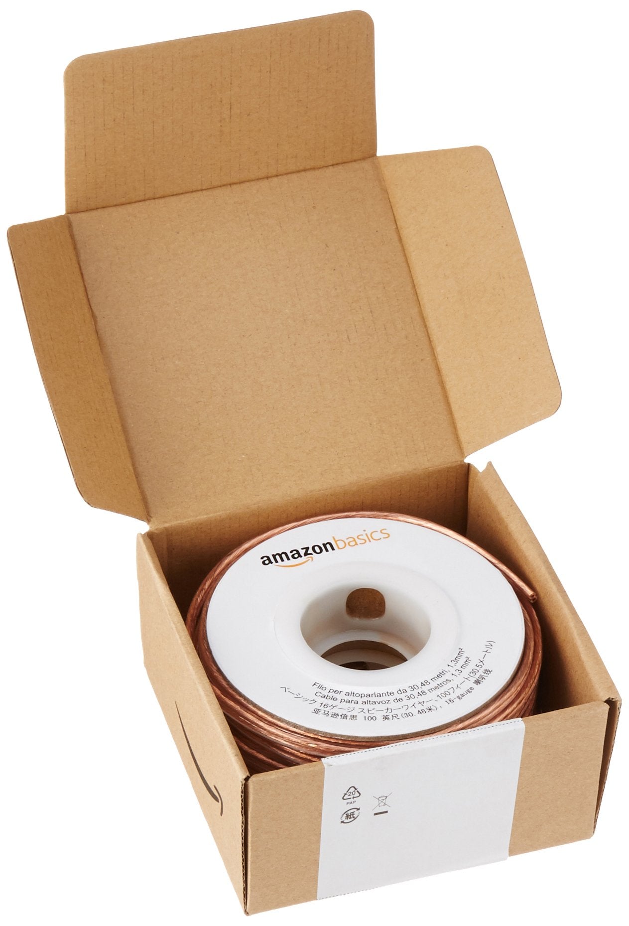 Amazon Basics 16-Gauge Speaker Wire Cable, Polarity Marked, 100 ft, Bronze