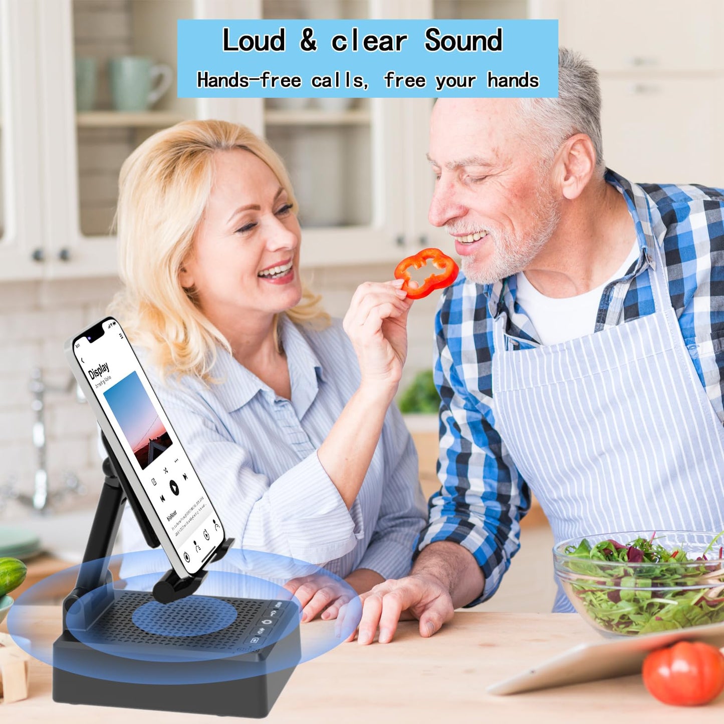 Birthday Gifts for Mother Father ,Cell Phone Stand with Wireless Bluetooth Speaker and Antislip Base HD Surround Sound for Home and Outdoors