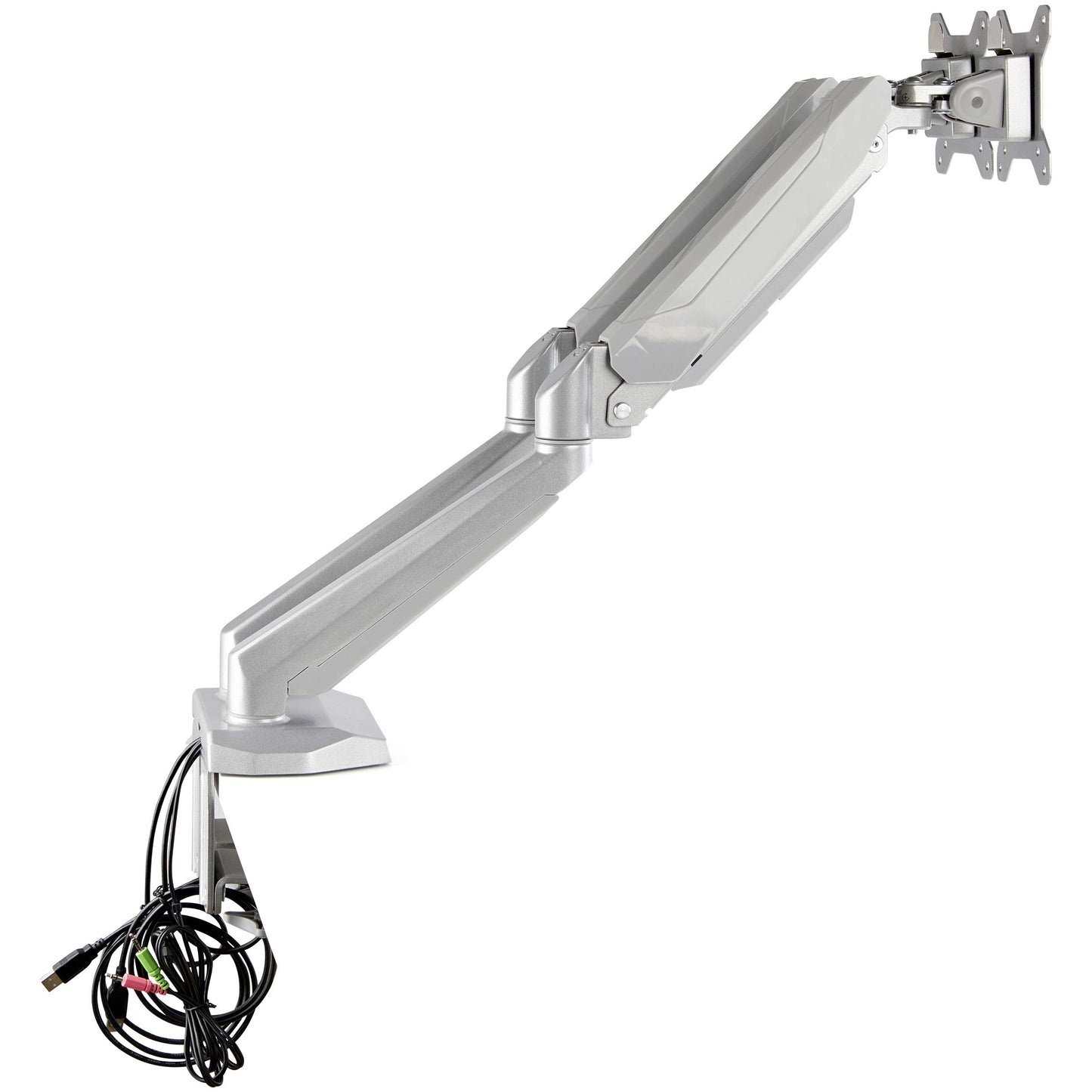 StarTech.com Desk Mount Dual Monitor Arm with USB/Audio, Desk Clamp Ergonomic VESA Mount for up to 32" (17.6lb/8kg) Displays