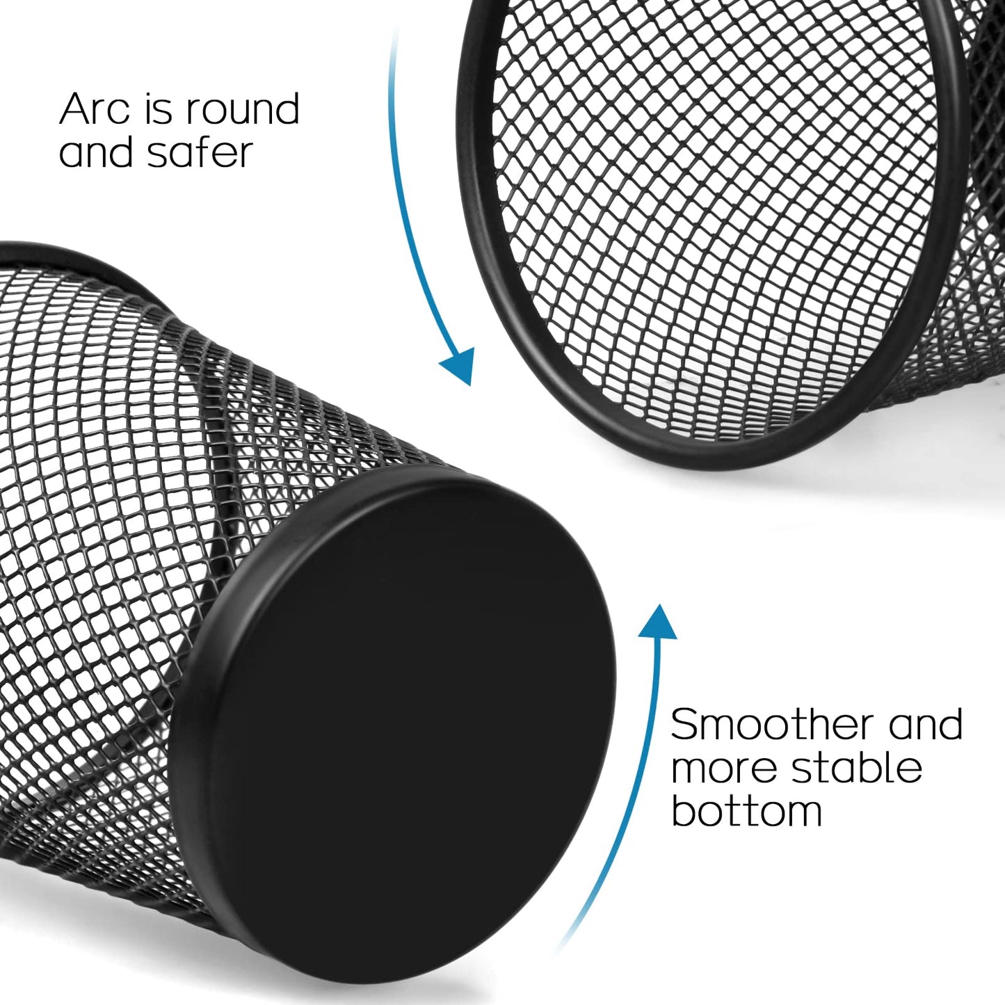 QYH Mesh Pencil Holder for Desk 6 Pack, Metal Pen Cup Black