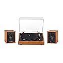 Electrohome Montrose Wireless Upgradable Vinyl Record Player, with Huntley, Powered Bluetooth Bookshelf Speakers, 3" Driver, for Natural Acoustics