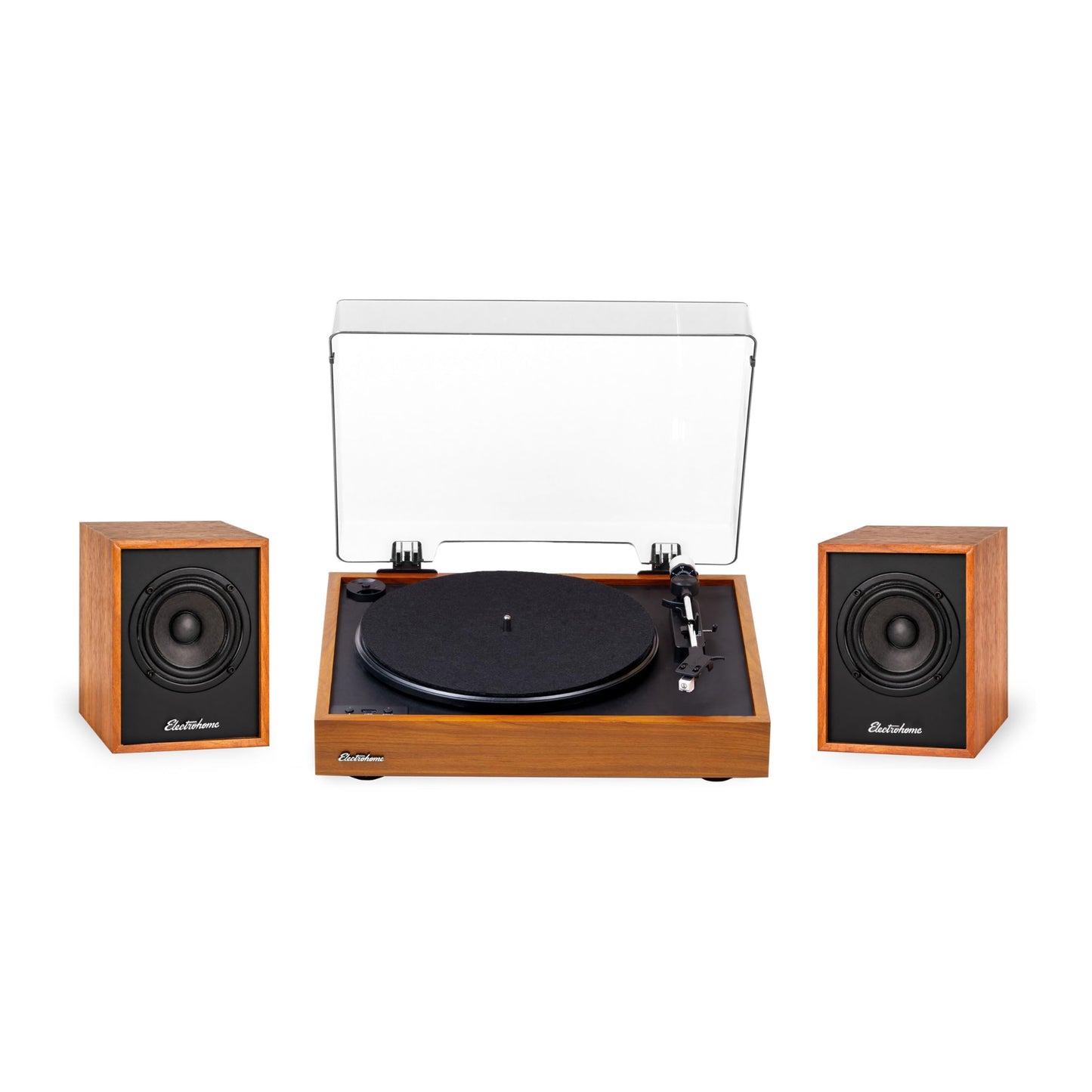 Electrohome Montrose Wireless Upgradable Vinyl Record Player, with Huntley, Powered Bluetooth Bookshelf Speakers, 3" Driver, for Natural Acoustics