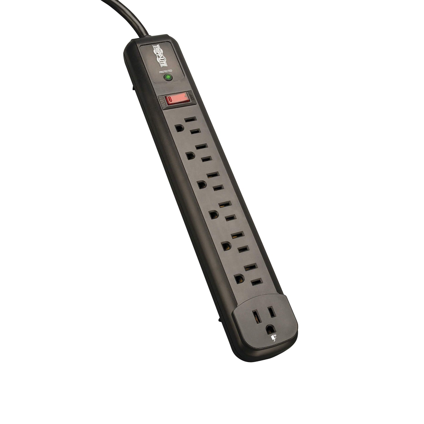 Tripp Lite 7 Outlet (6 Right Angle + 1 Transformer Outlet) Surge Protector Power Strip, 4ft Cord, Black, Lifetime Limited Warranty & $25K INSURANCE