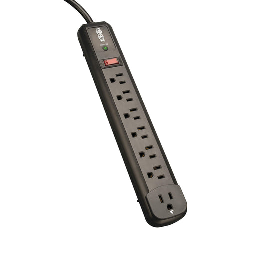 Tripp Lite 7 Outlet (6 Right Angle + 1 Transformer Outlet) Surge Protector Power Strip, 4ft Cord, Black, Lifetime Limited Warranty & $25K INSURANCE