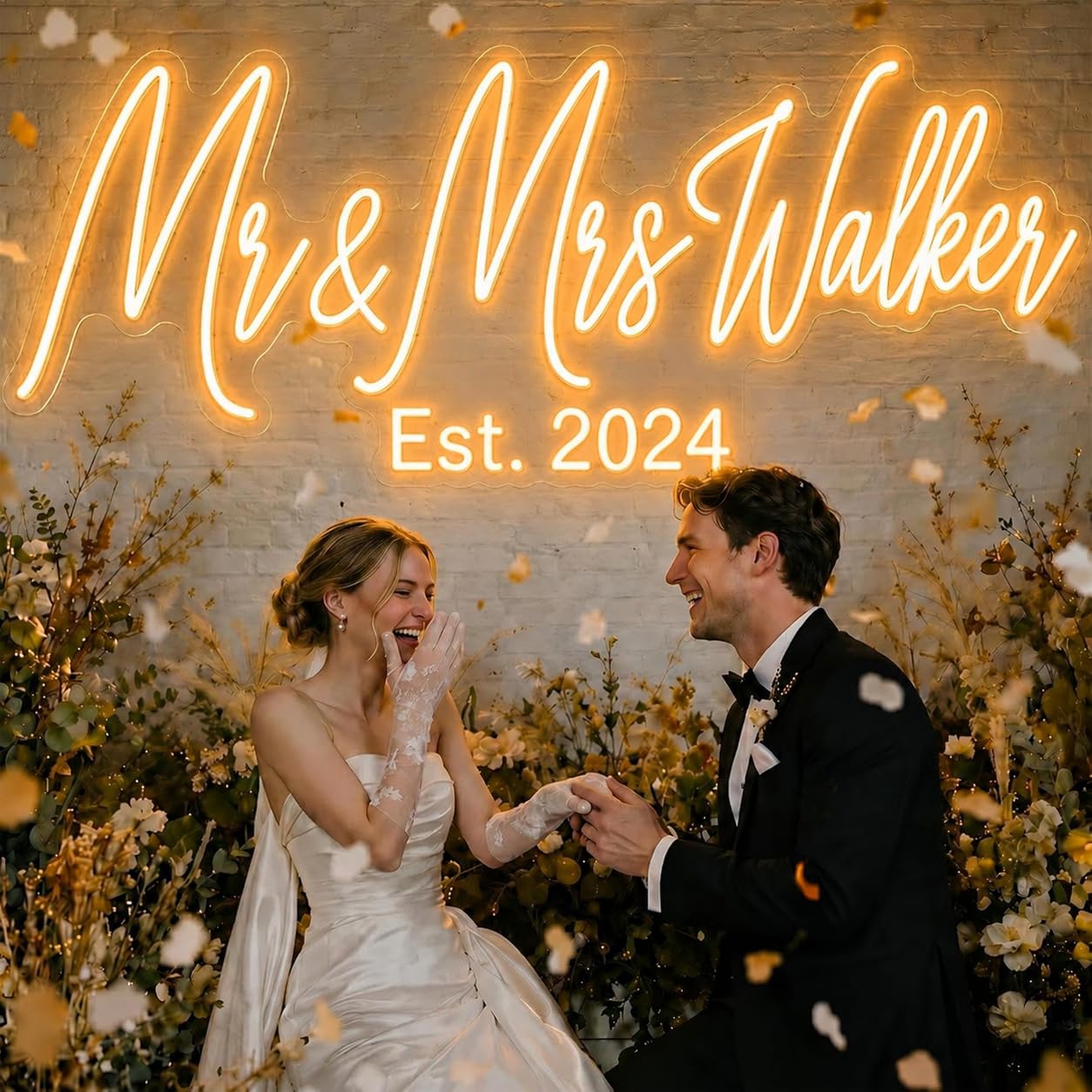 TONYLCSIGN Custom Wedding Neon Sign, Personalized Mr and Mrs Last Name LED Light, Decor for Wedding Backdrop, Reception & Bridal Shower