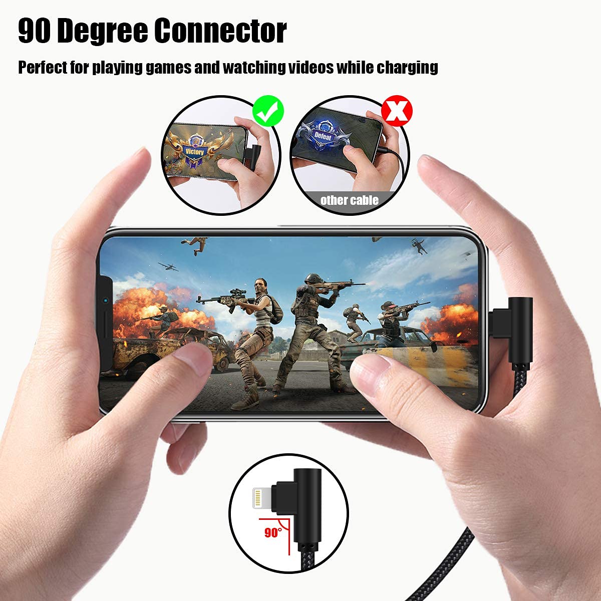 Osecet iPhone Charger 3 feet MFi Certified 3 Pack 90 Degree Nylon Braided Lightning Cable Right Angle Charging Cord for iPhone14 13 12 11 Pro X XS XR…