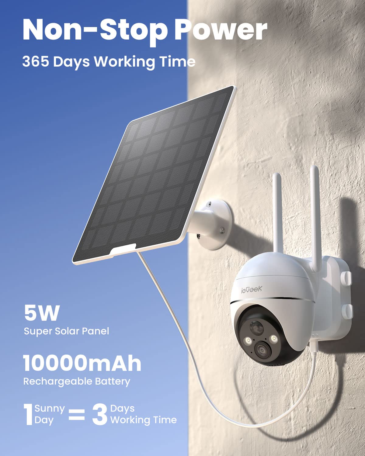 ieGeek 4G LTE Cellular Solar Security Camera Wireless Outdoor,No WiFi Battery Powered Cam with Solar Panel&Memory Card&SIM Card, Siren Alarm
