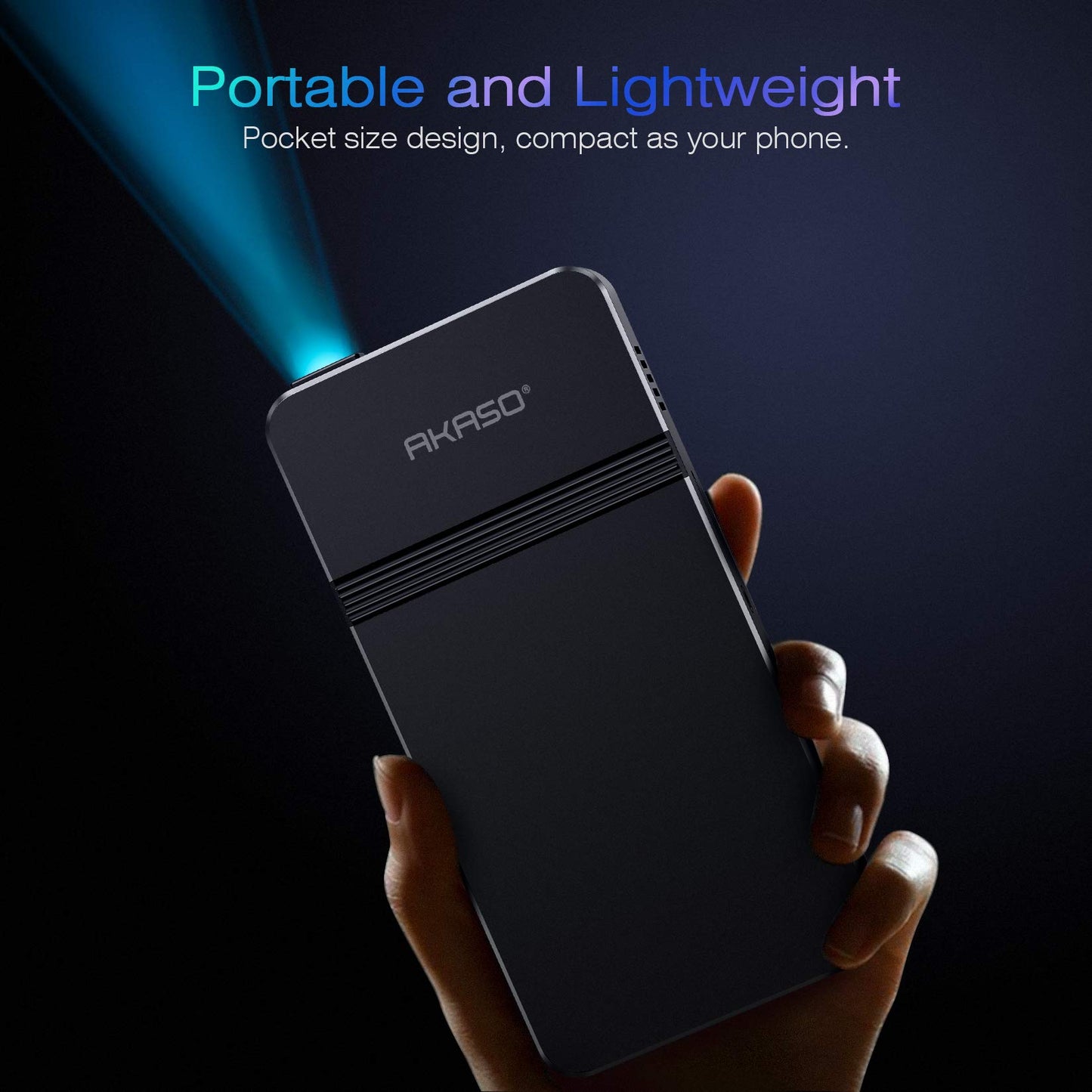 AKASO Mini Projector, Pocket-Sized DLP Portable Projector, 1080P Cookie Projector , Support HDMI WiFi Built-in Rechargeable Battery Stereo Speakers