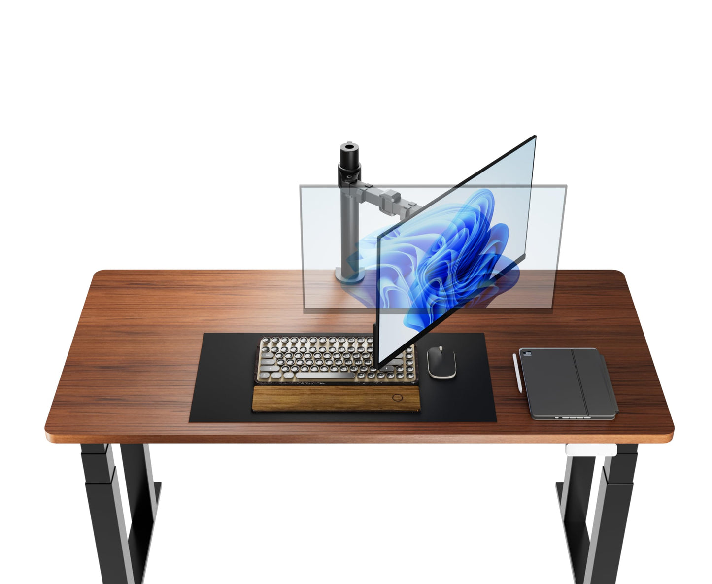 Amazon Basics Single Computer Monitor Stand with Cable Management, Height Adjustable VESA Desk Arm Mount, Fully Adjustable Tilt and Rotation, Steel