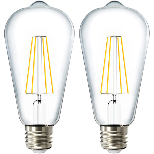 Sunco 2 Pack Dusk to Dawn ST64 Outdoor Edison Bulbs LED, Vintage Style
