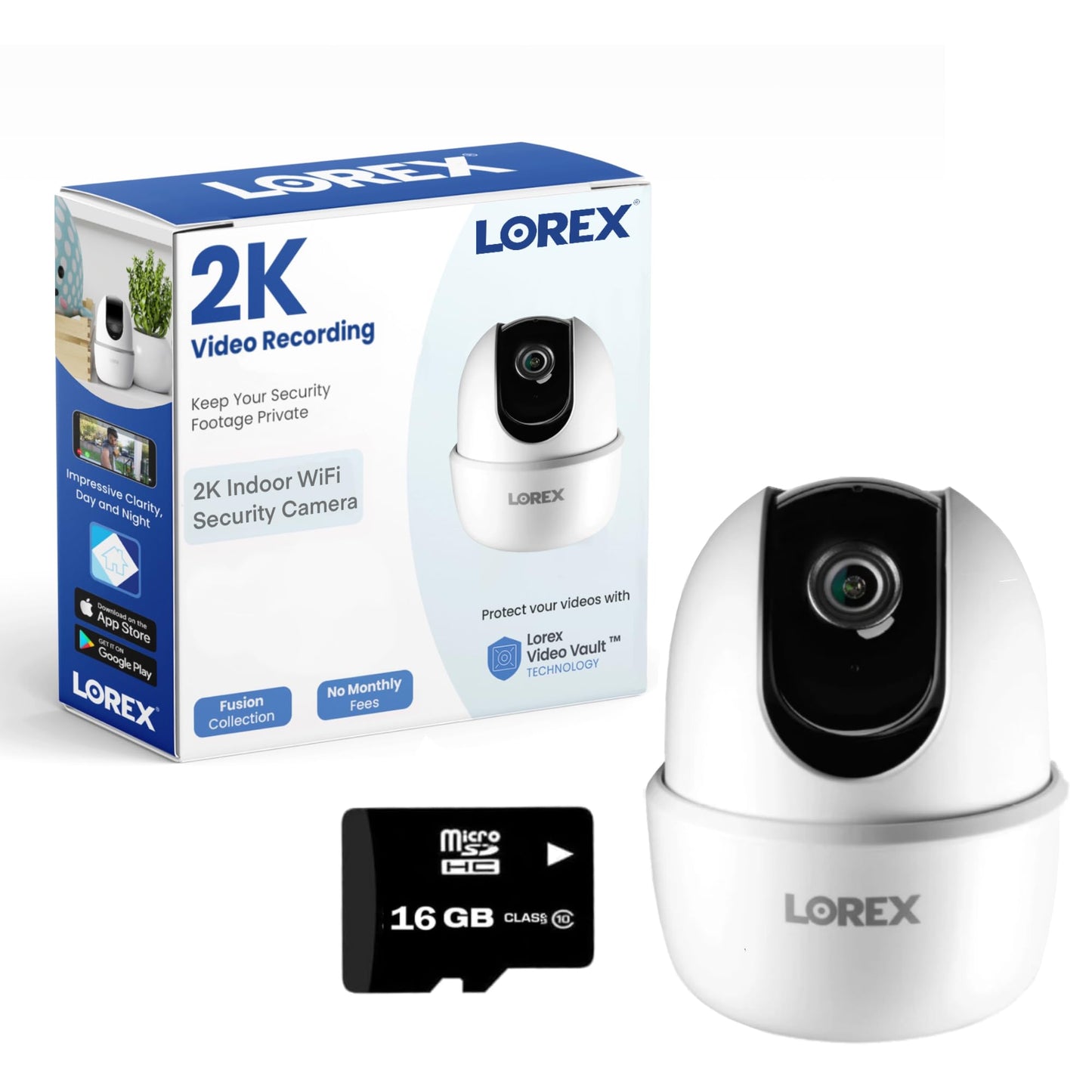 Lorex Pan & Tilt Indoor Wi-Fi Security Camera | 360° Pan & Tilt | Person Detection | Two-Way Talk | Person Detection | IR Night Vision | No Monthly