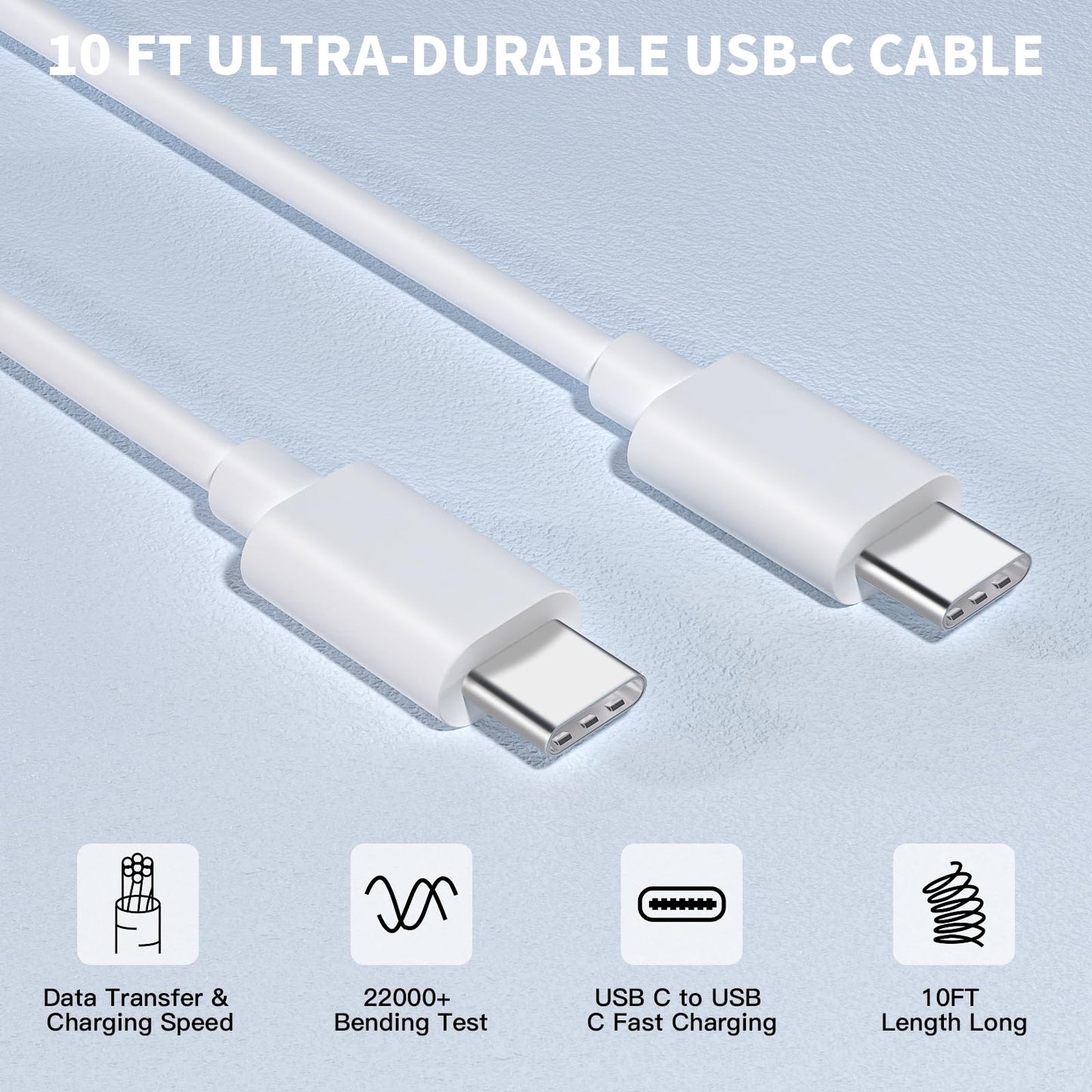 iPhone 17 16 15 Pro Charge Fast Charging,2 Pack 35W 3-Port USB C Charger Block & 10 Feet Fast Charging USB C Cable Cord,iPhone 17 Pro Max