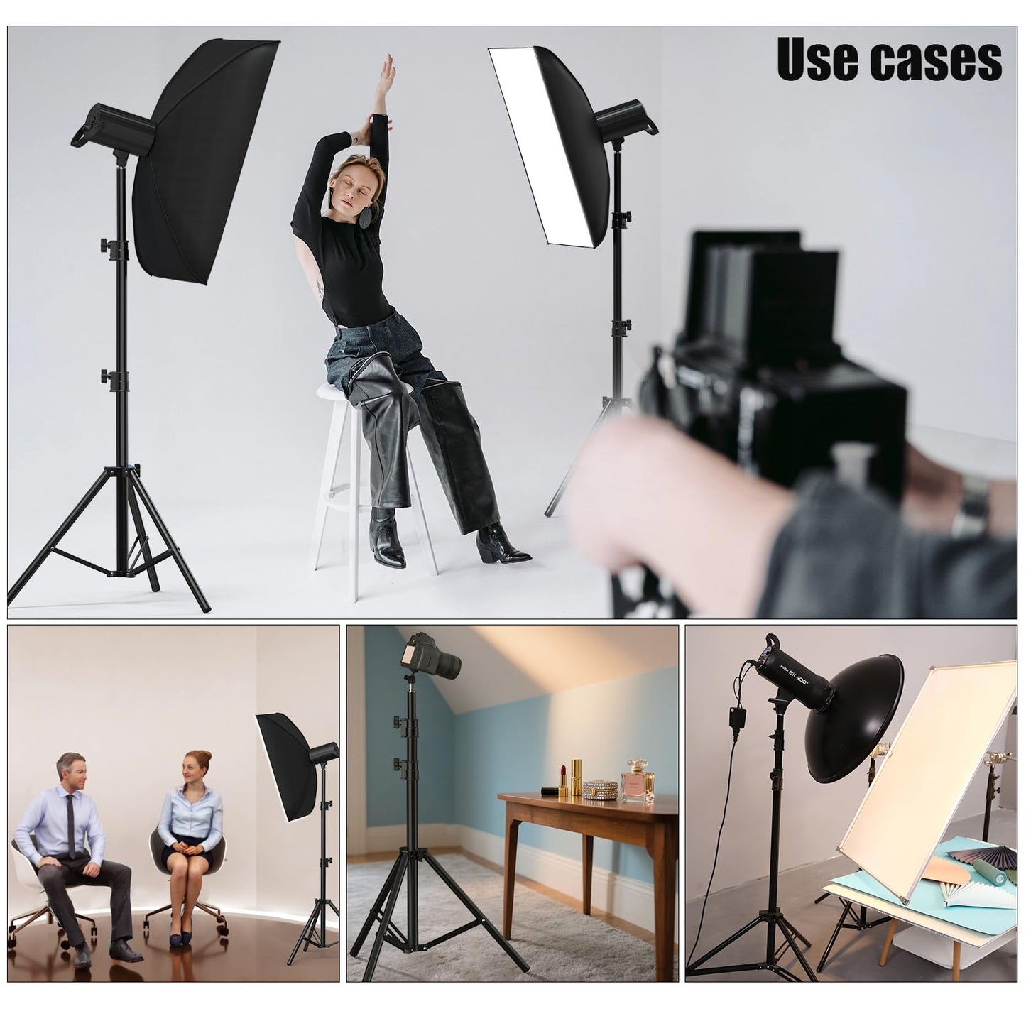 Vallkay Professional Light Stand Photography 110"/9.2ft/280cm, Air Cushioned Photo Video Metal Tripod Stand for Softbox, Studio Light, Reflector, Ring