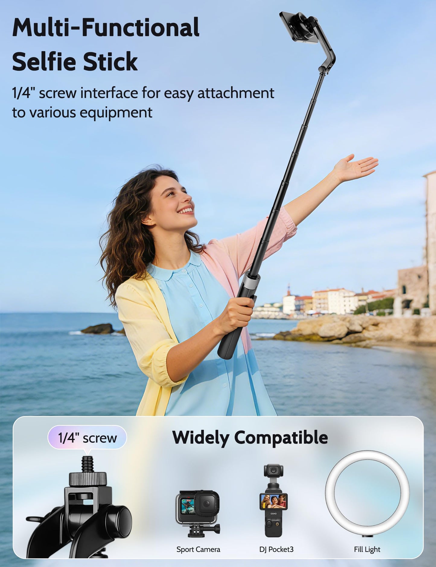 68" Magnetic Tripod for iPhone Magsafe, Phone Tripod & Selfie Stick with Rechargeable Remote for iPhone/Android/Camera, Portable Cell Phone Stand