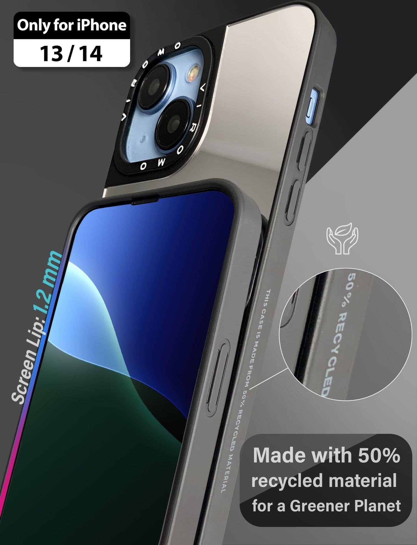 VIROMO Unbreakable Mirror Case for iPhone 14 / iPhone 13 [2 Screen Protectors Included] [Compatible with MagSafe] Flexible Acrylic Shockproof Slim