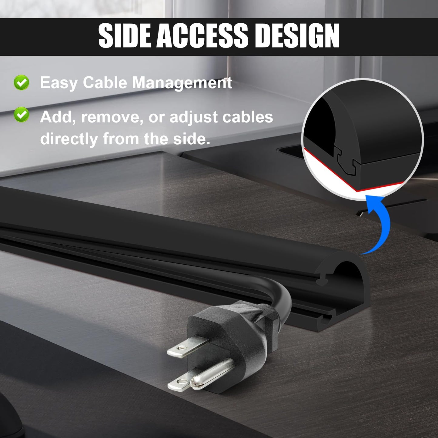 Wall Cord Hider, Flexible Self-Adhesive Wire Cover, Side-Open Cable Raceway for Cords on Wall, Cord Concealer for Mounted TV, Home Theater & Office