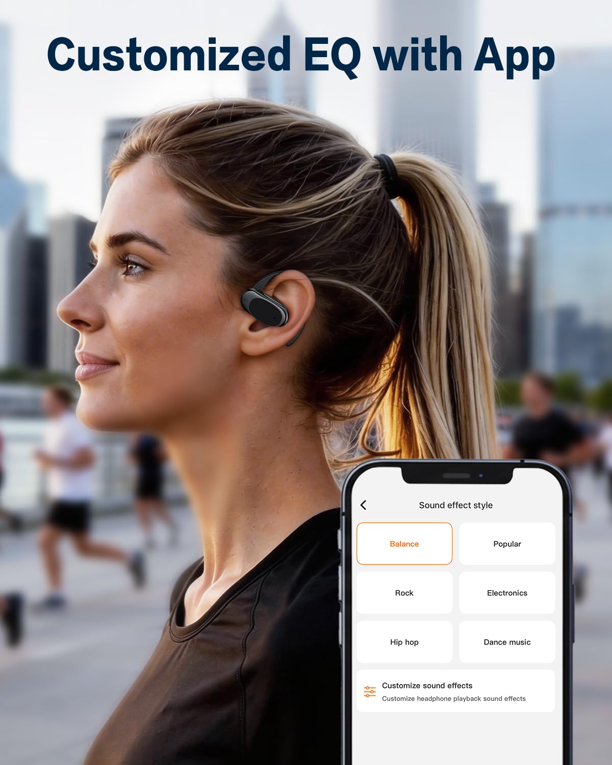 Lsolrophon O3 Open-Ear Wireless Headphones Bluetooth Earbuds, Powerful 13mm Drivers, Customized EQ via App, Secure Adjustable Ear Hooks