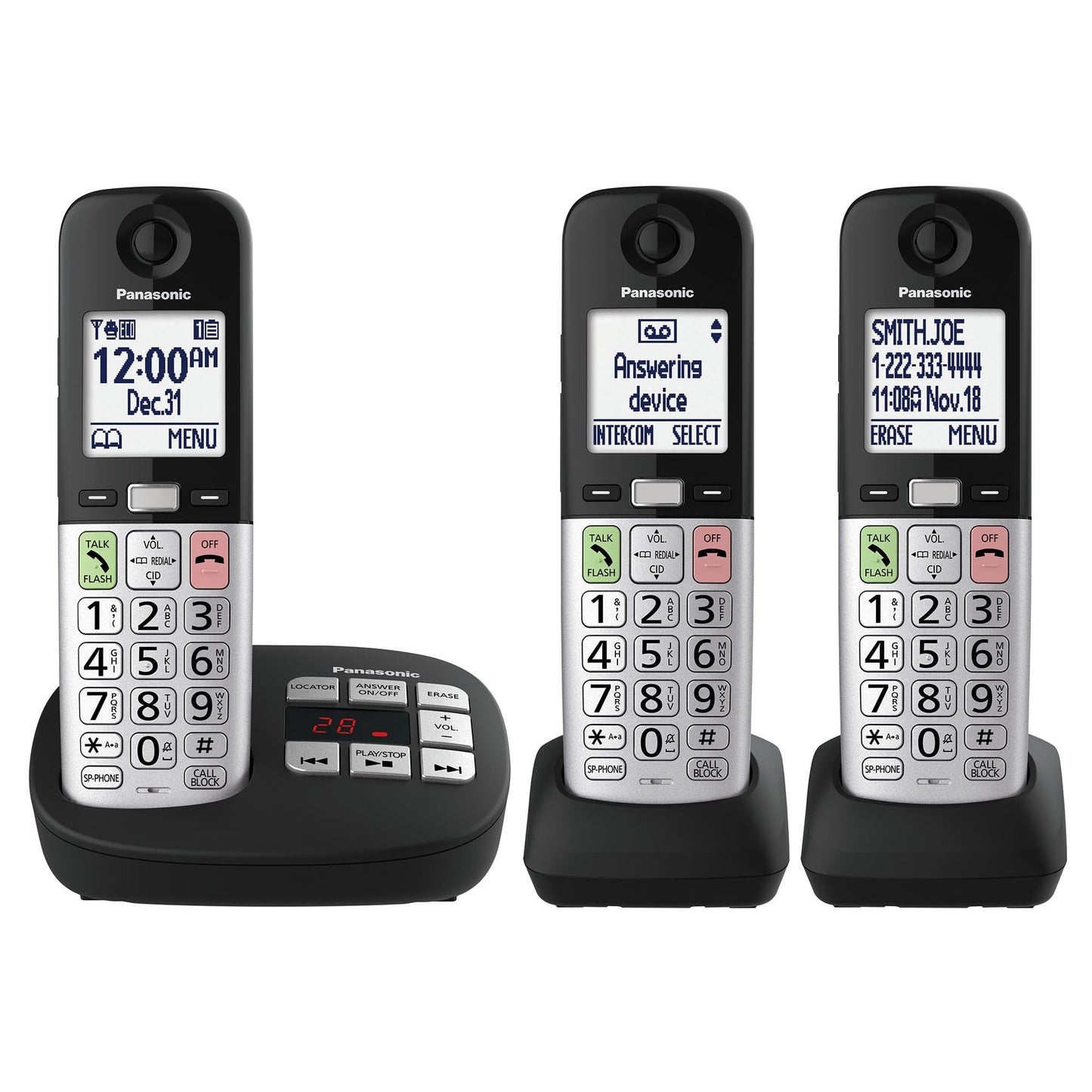 Panasonic Cordless Phone, Easy to Use with Large Display & Big Buttons, Flashing Favorites Key, Flashlight, Call Block, Volume Boost, Talking Caller